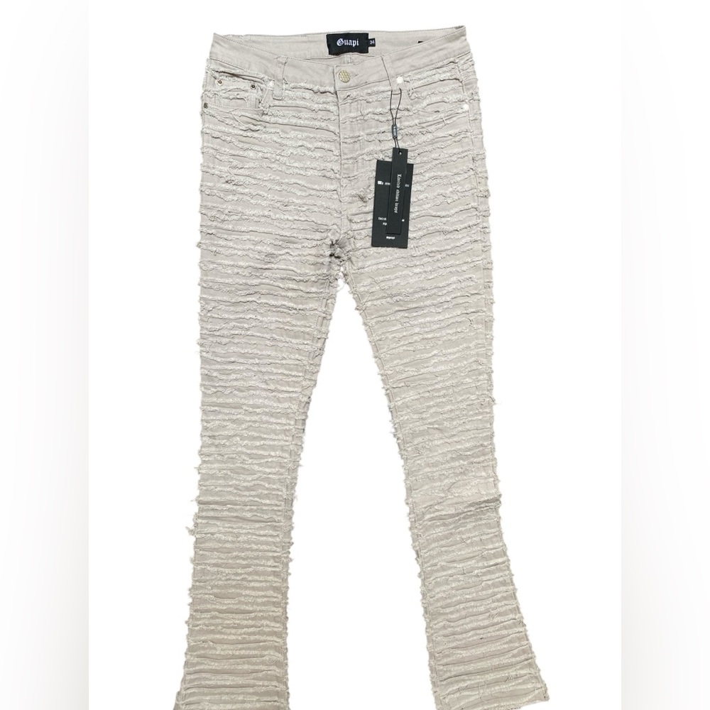 Guapi NWT Pants Mens 34 Distressed Flare Jeans Shredded Fringe Streetwear